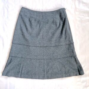 ELLE Paris 100% wool Authentic A-line gray layered Skirt Size FR 40 28" lined